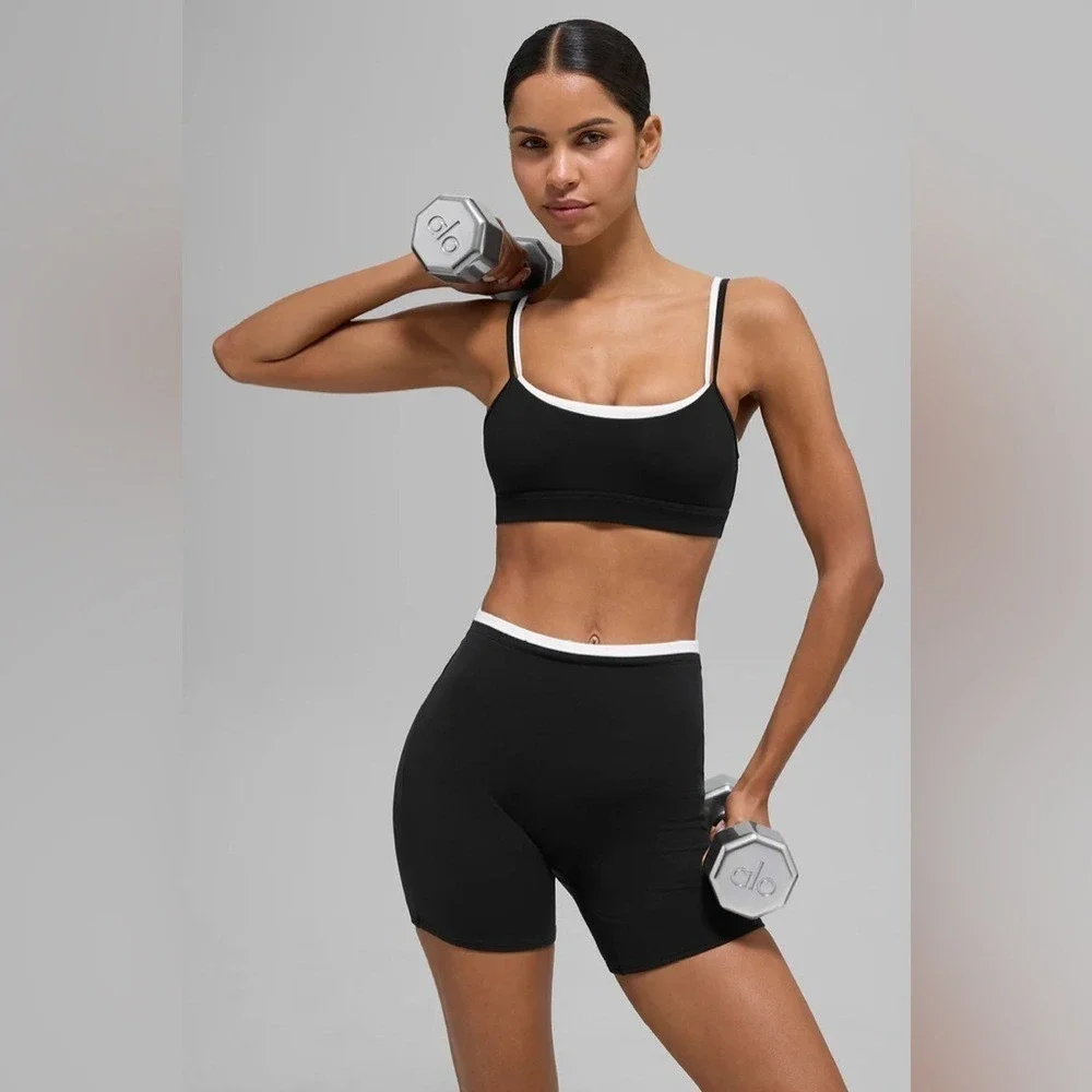 Alo Yoga Airbrush Double Up Bra Black/White M